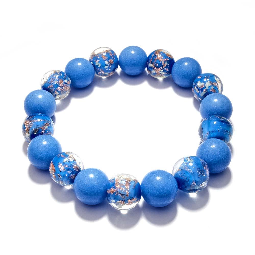 Bracciale Con Perline Elasticizzate In Vetro Lucciola Blu Scuro. Bracciale Luminoso Che Si Illumina Al Buio - soufeelit