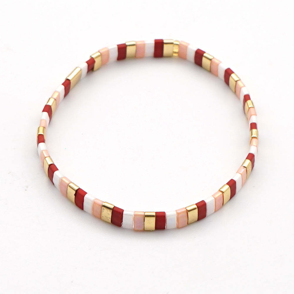 Bracciale Con Perline Tila Regalo Di Braccialetti Di Moda Vintage Rossi E Rosa - soufeelit