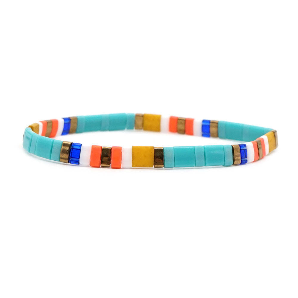 Bracciale Con Perline Tila Regalo Di Braccialetti Alla Moda Vintage Blu E Arancioni - soufeelit