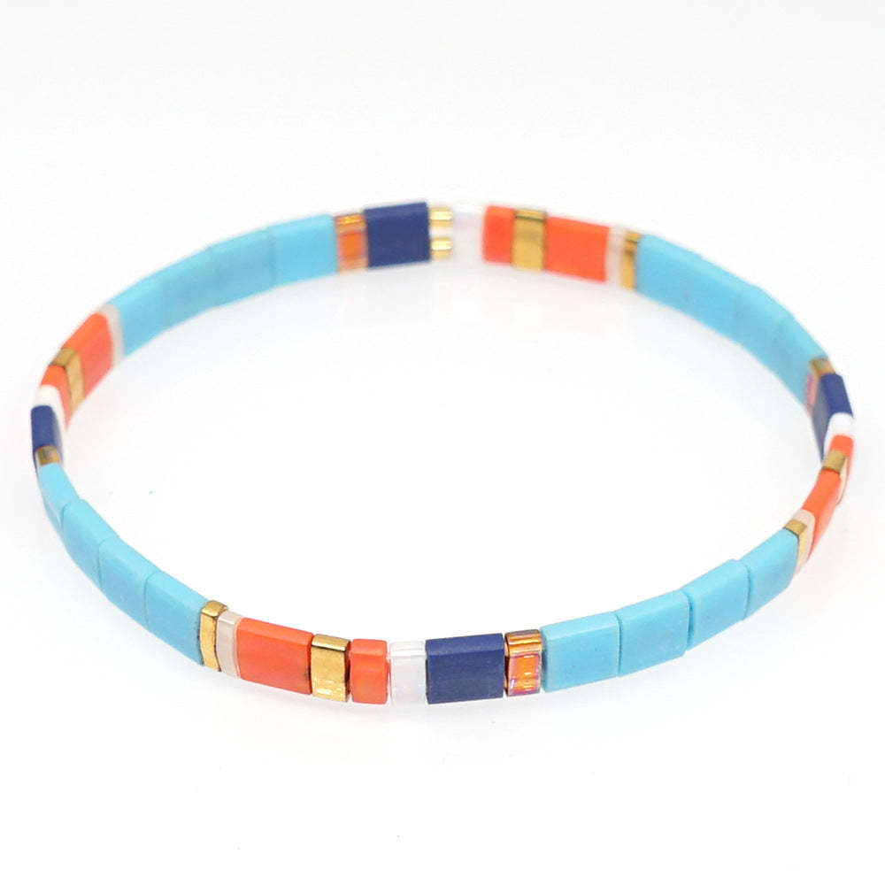 Bracciale Con Perline Tila Regalo Di Braccialetti Alla Moda Vintage Arancione E Blu - soufeelit