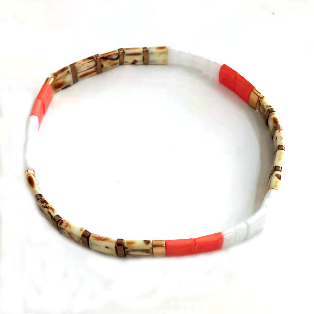 Bracciale Con Perline Tila Braccialetti Moda Vintage Marrone E Arancione Regalo - soufeelit