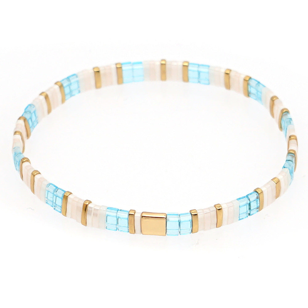 Bracciale Con Perline Tila Regalo Con Braccialetti Alla Moda Vintage Blu E Oro - soufeelit