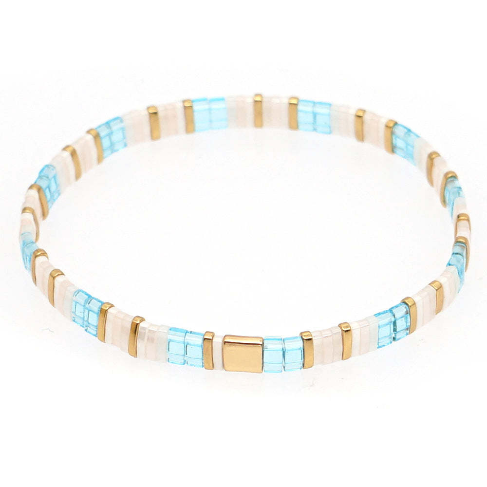 Bracciale Con Perline Tila Regalo Con Braccialetti Alla Moda Vintage Blu E Oro - soufeelit