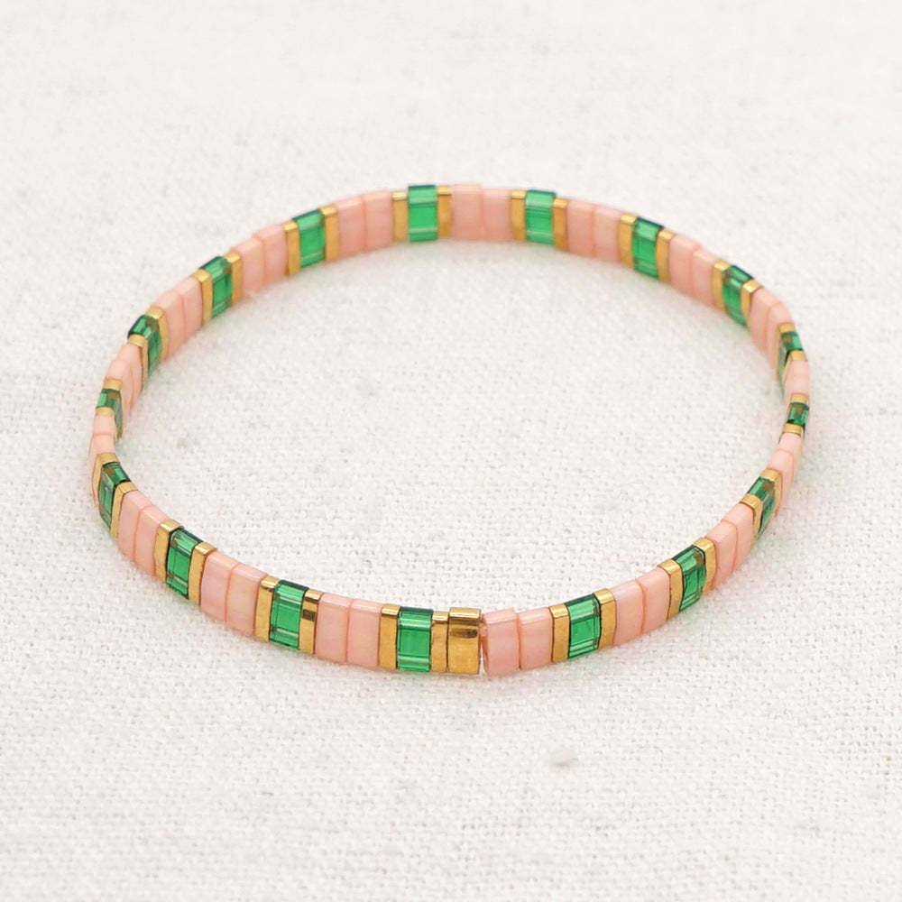 Bracciale Tila Bead Braccialetti Moda Vintage Verde E Rosa Regalo - soufeelit