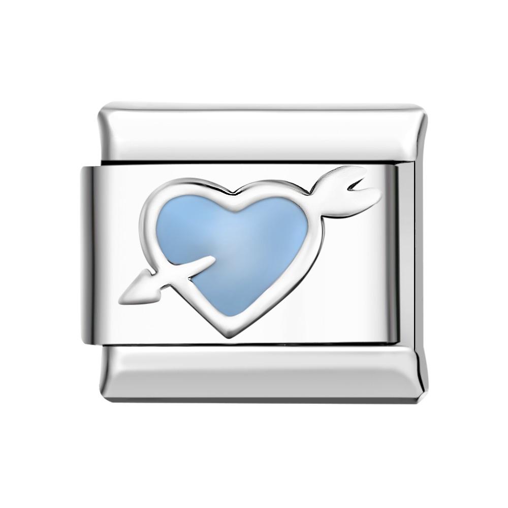 Charm Italiano Cuore Azzurro Per Braccialetti Italiani Link Composable - soufeelit