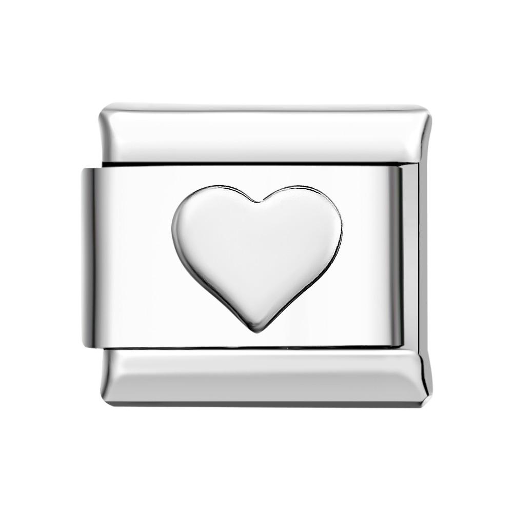 Charm Italiano A Forma Di Cuore Inciso Per Link Composable Per Braccialetti Con Charm Italiani - soufeelit
