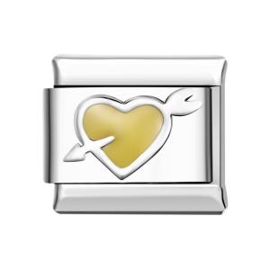 Charm Italiano Cuore Giallo Chiaro Per Braccialetti Con Charm Italiani Link Composable