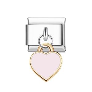 Charm Italiano Cuore Rosa Pesca Per Braccialetti Con Charm Italiani Link Composable