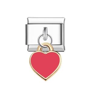 Charm Italiano Cuore Pesca Rossa Per Braccialetti Con Charm Italiani Link Composable
