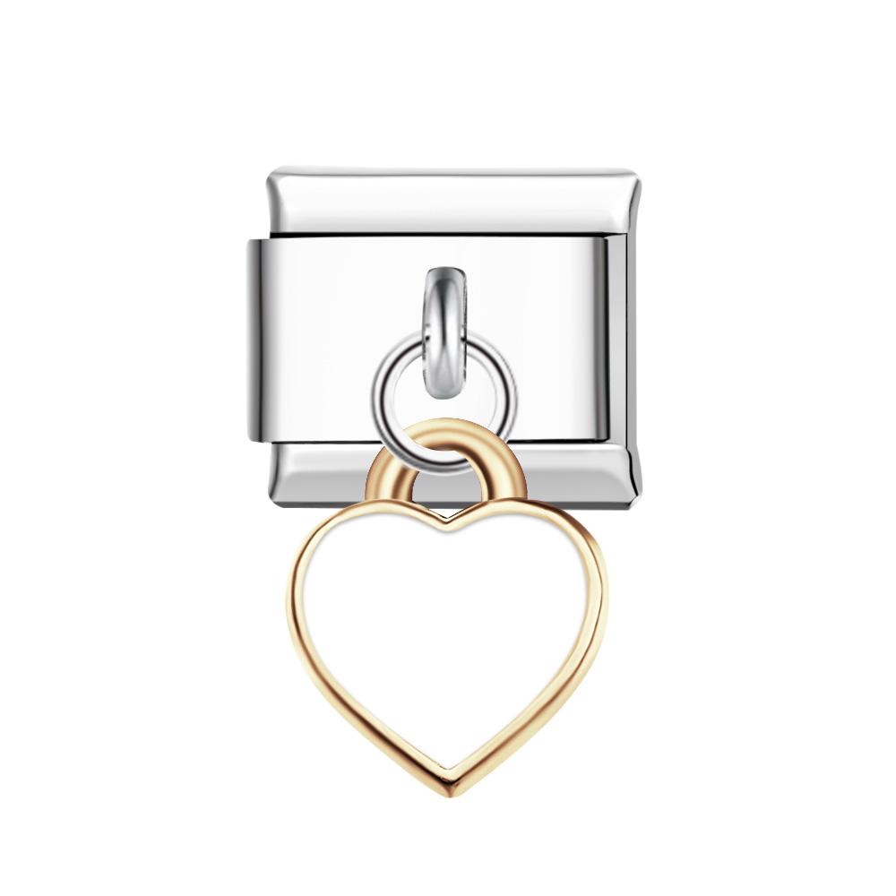 Charm Italiano Cuore Pesca Bianco Per Braccialetti Con Charm Italiani Link Composable - soufeelit