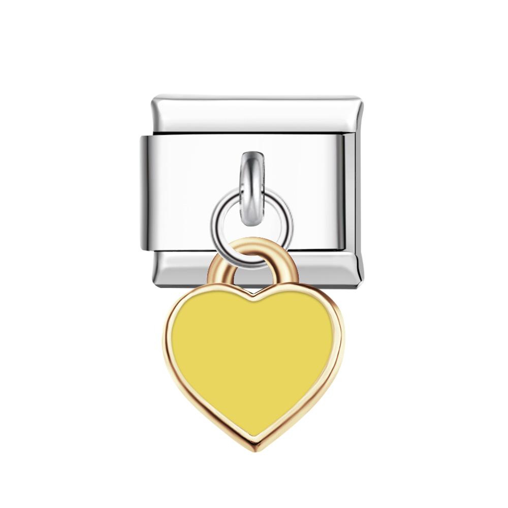 Charm Italiano Cuori Gialli Per Braccialetti Con Charm Italiani Link Composable - soufeelit