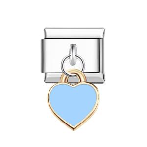Charm Italiano Cuore Azzurro Per Braccialetti Con Charm Italiani Link Composable