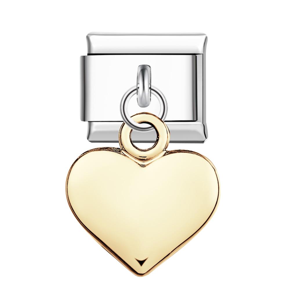 Charm Italiano Cuore Pesca Lucido-oro Per Braccialetti Con Charm Italiani Link Composable - soufeelit