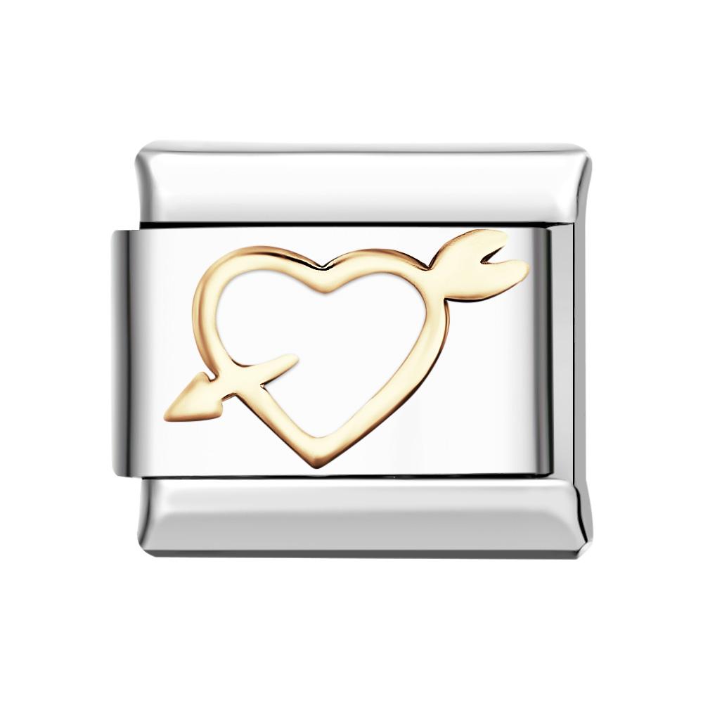 Charm Italiano Una Freccia Nel Cuore Per Braccialetti Italiani Link Composable - soufeelit