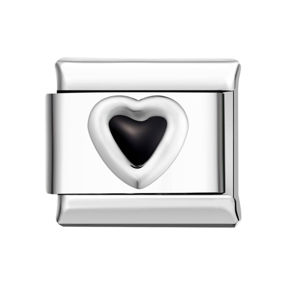 Cuore D'amore - Charm Italiano Nero Per Braccialetti Con Charm Italiani Link Composable - soufeelit