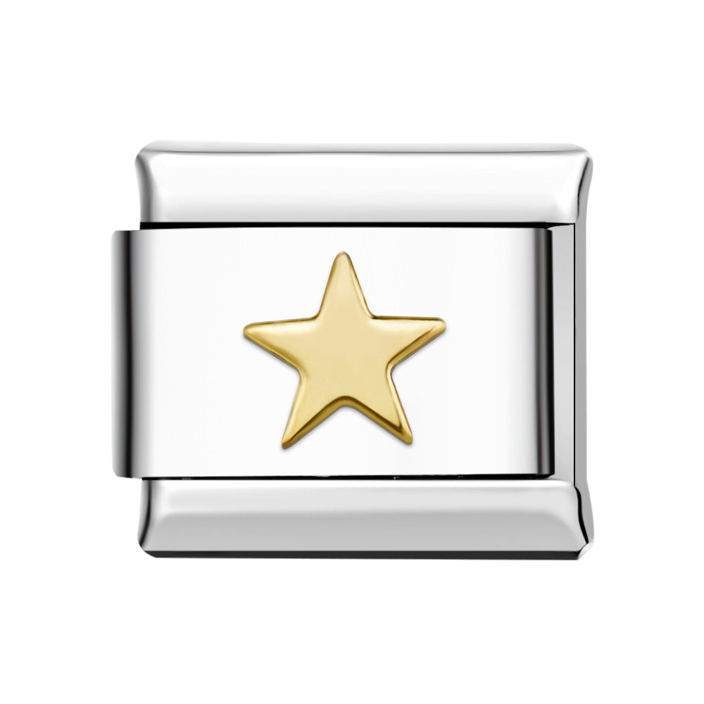 Charm Italiano Pentagramma-oro Per Braccialetti Con Charm Italiani Link Composable - soufeelit