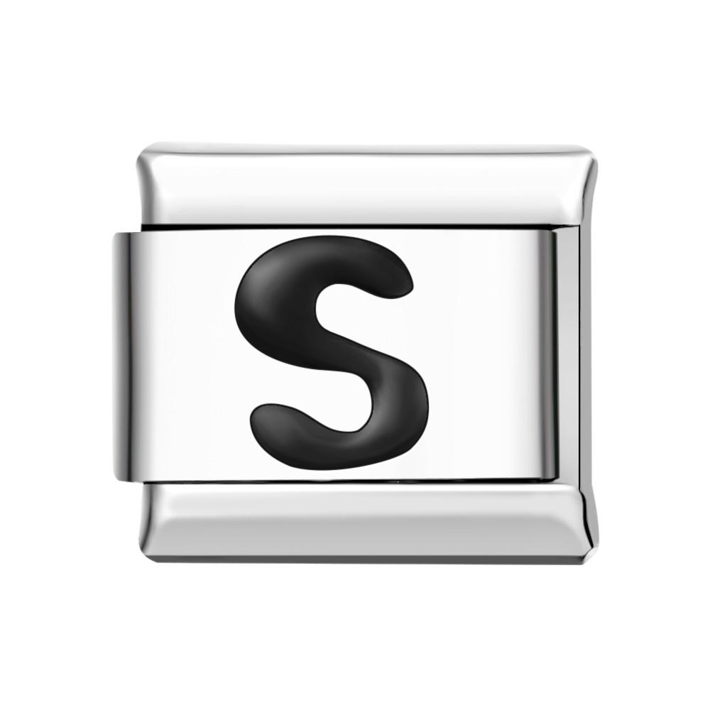 Charm Italiano Alfabeto S-nero Per Braccialetti Con Charm Italiani Link Composable - soufeelit