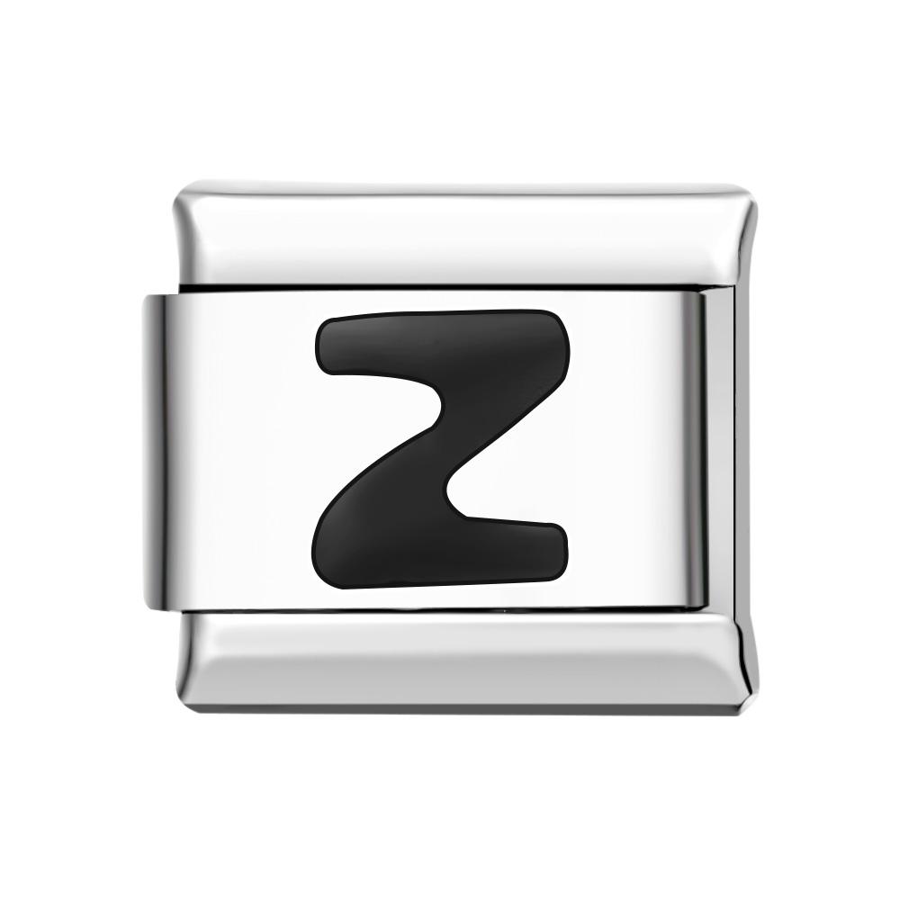 Lettera Z-charm Italiano Nero Per Braccialetti Con Charm Italiani Link Composable - soufeelit