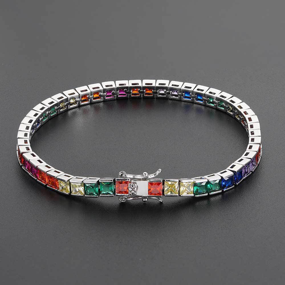 Bracciale Tennis Colorato Bracciale Quadrato Con Zirconi - soufeelit