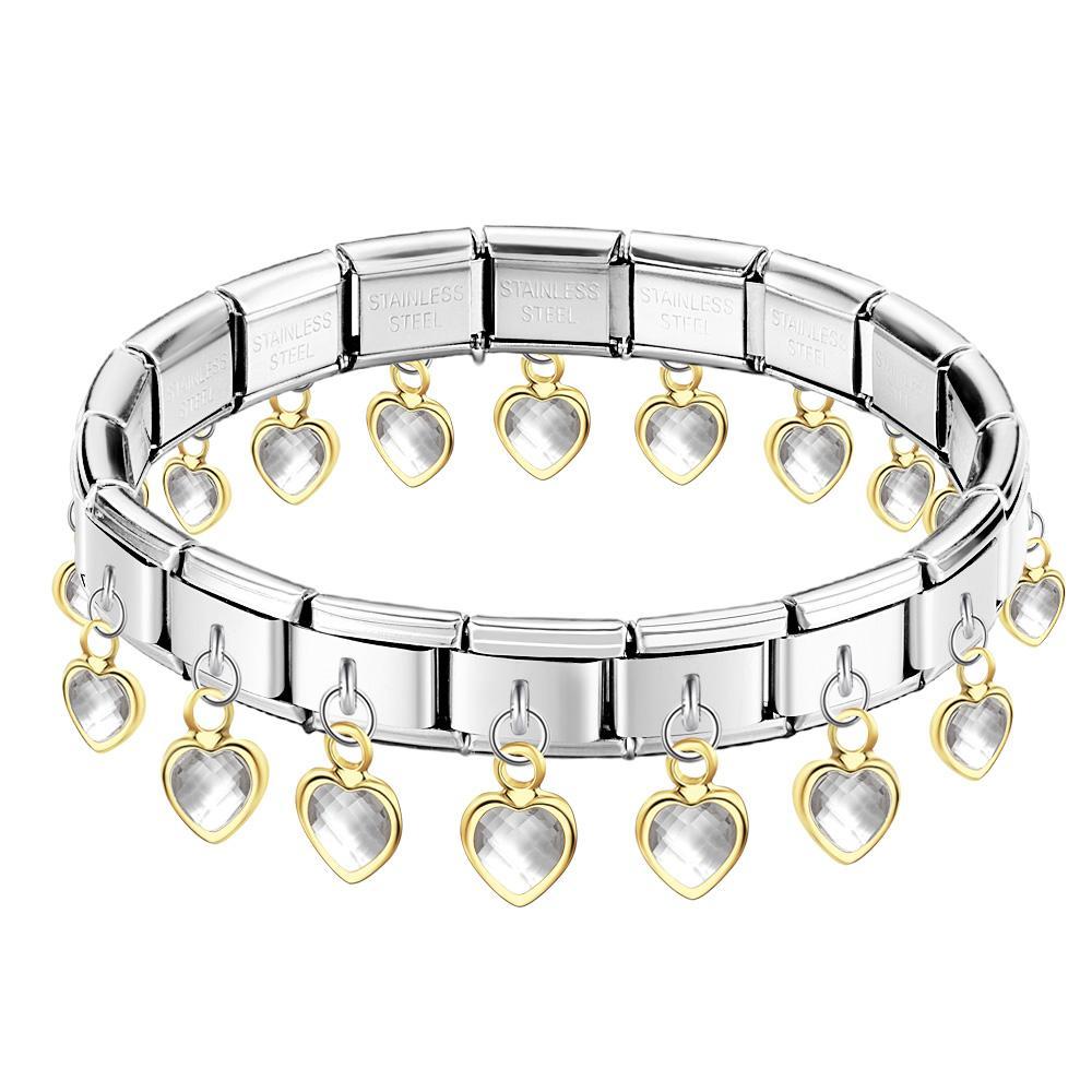 Bracciale Con Ciondolo Vintage Italiano Con Ciondolo A Cuore Bianco - soufeelit