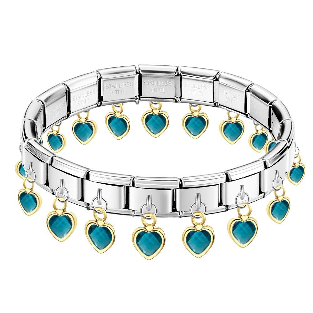 Bracciale Con Ciondoli Vintage Italiani Con Ciondolo A Forma Di Cuore Blu Lago - soufeelit