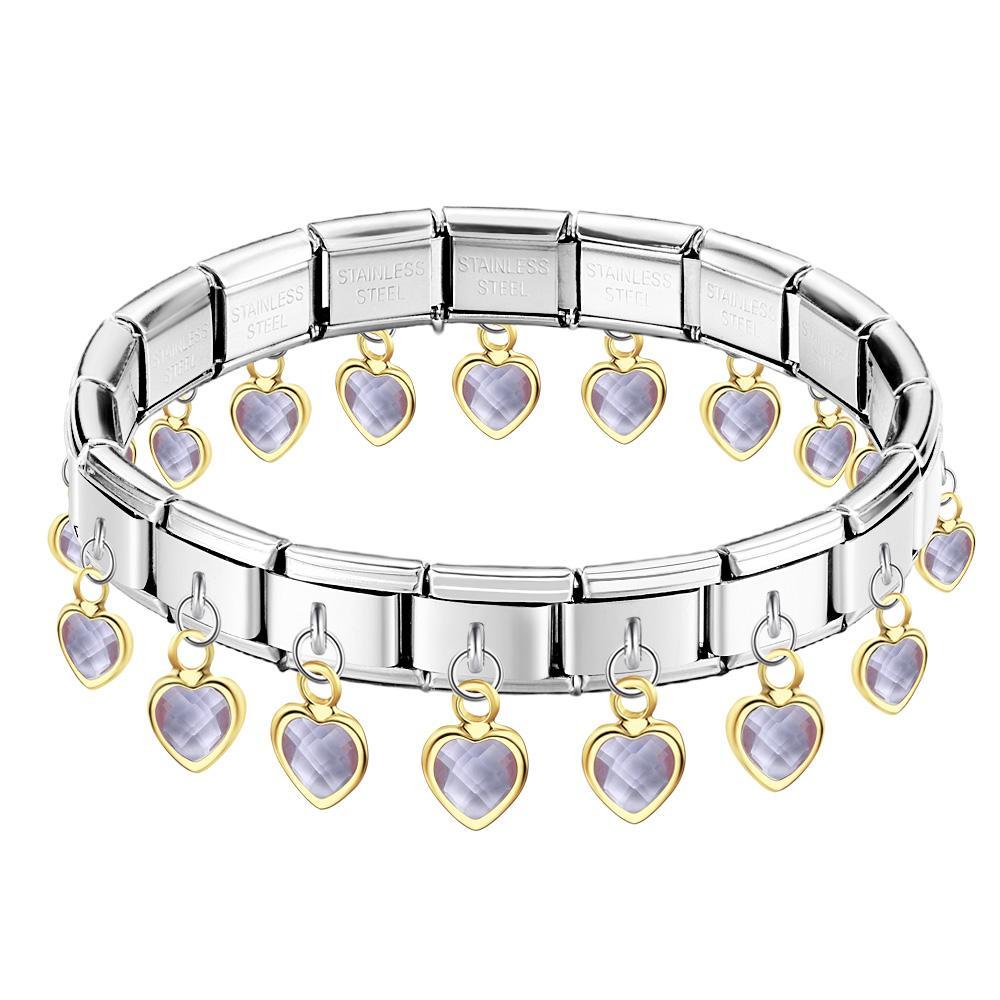 Bracciale Con Ciondolo Vintage Italiano Con Cuore Viola - soufeelit