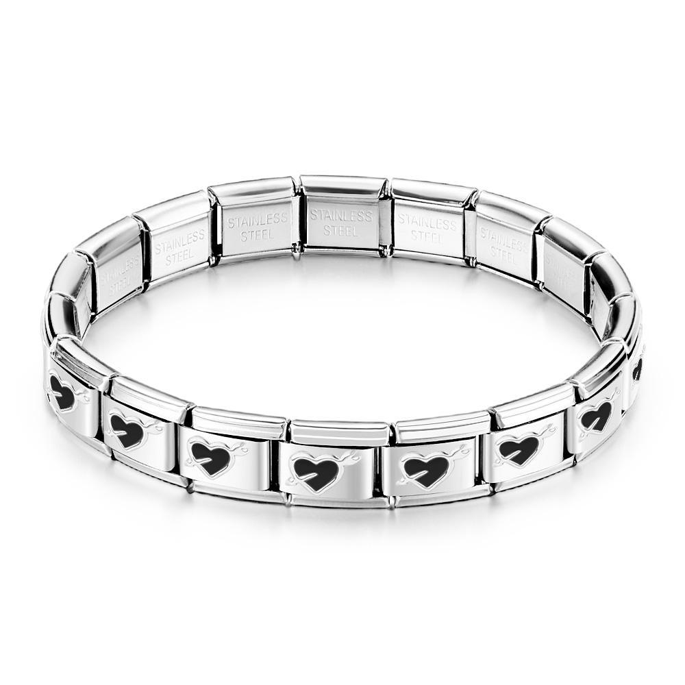 Bracciale Con Charm Italiano Vintage Nero Amore A Prima Vista - soufeelit
