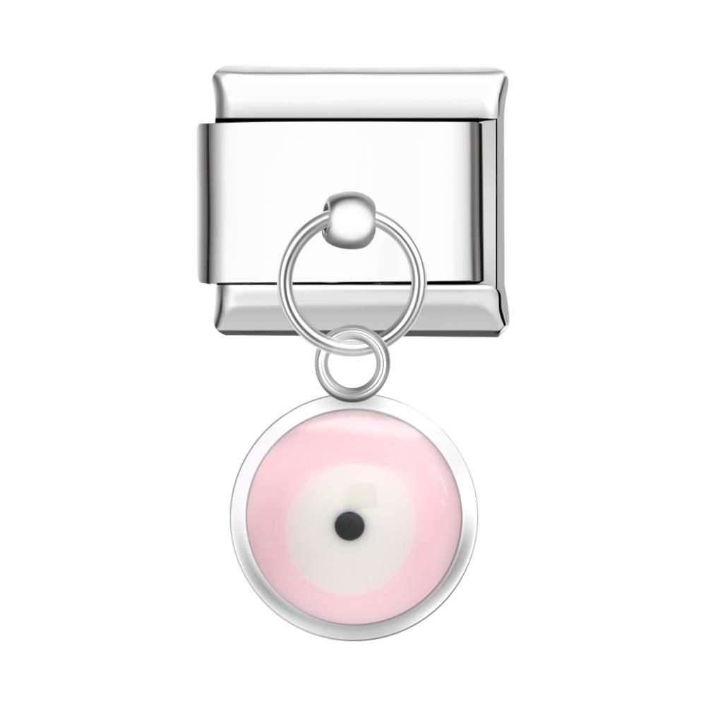 Occhio Del Diavolo - Charm Italiano Rosa Per Braccialetti Italiani Link Composable - soufeelit