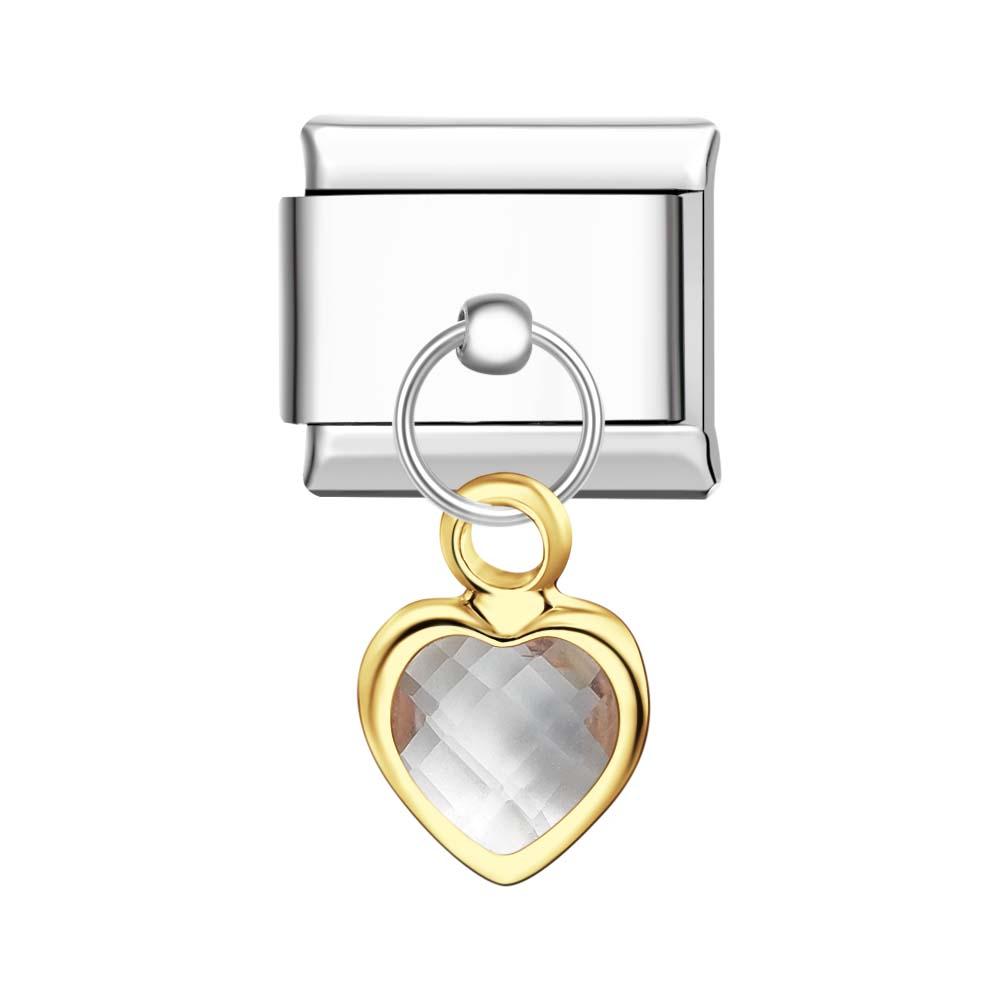Charm Italiano Da Appendere A Forma Di Cuore In Oro Per Braccialetti Italiani Link Composable - soufeelit