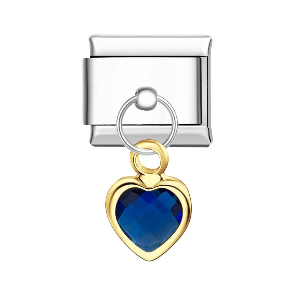 Charm Pendente Cuore Blu Charm Italiano Per Braccialetti Italiani Link Composable - soufeelit
