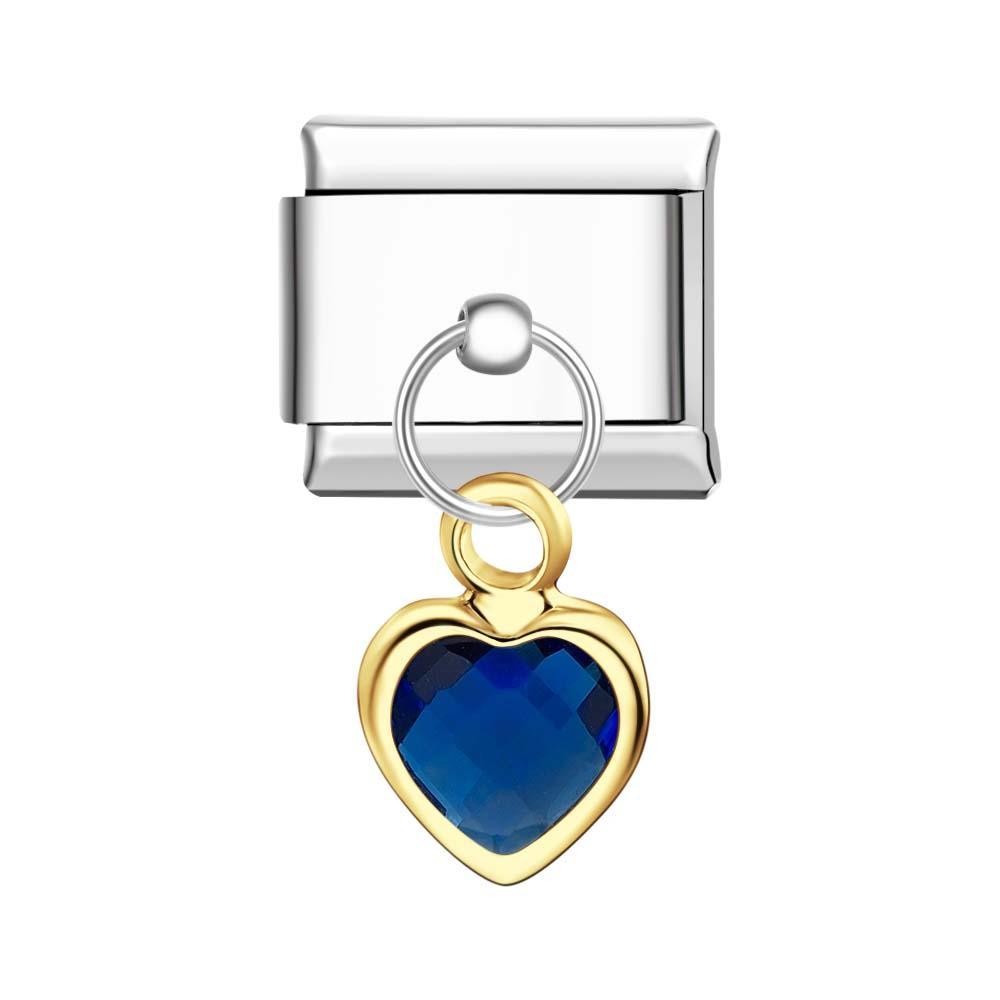Charm Pendente Cuore Blu Charm Italiano Per Braccialetti Italiani Link Composable - soufeelit