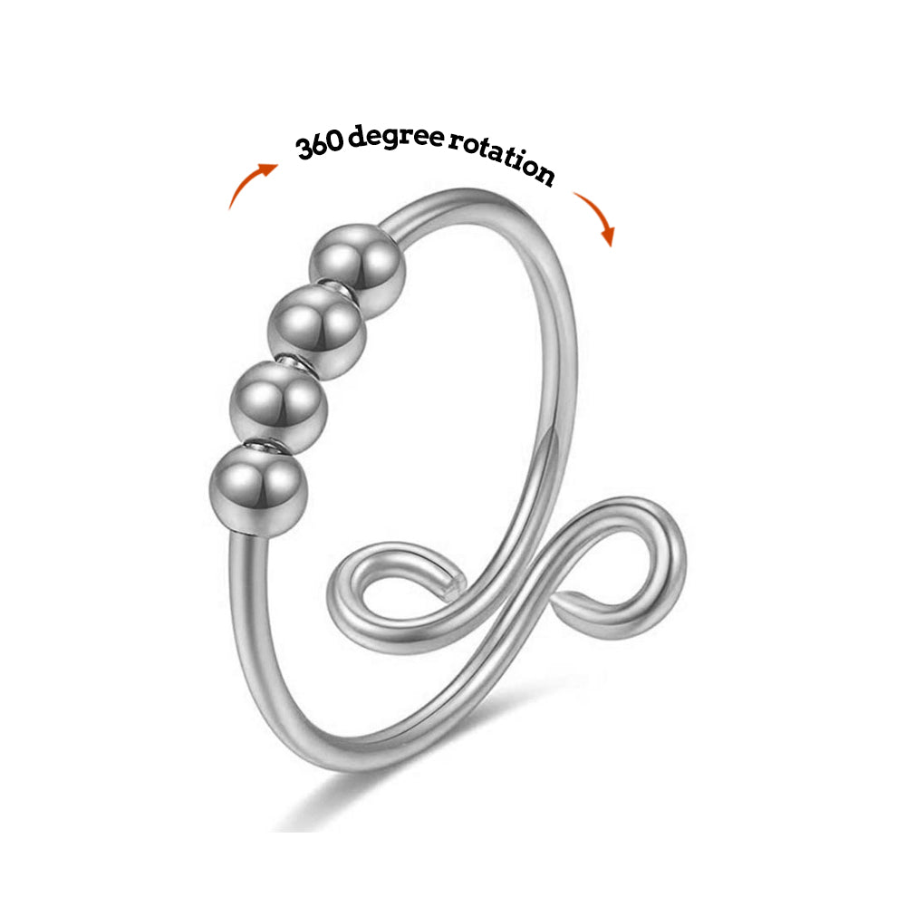 Anello Per L'ansia, Regalo Per Gioielli Con Anello Regolabile, Perline Di Decompressione, Sollievo Dall'ansia - soufeelit