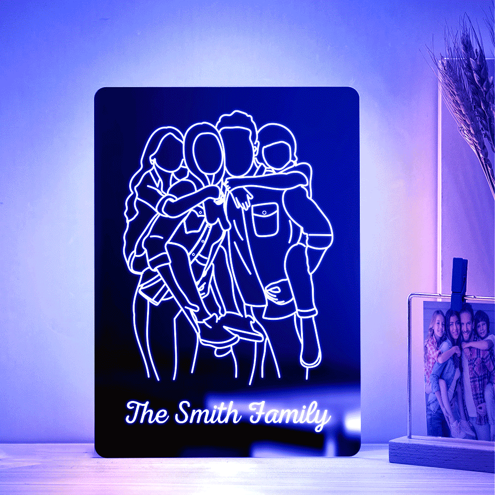 Specchio Rettangolare Con Foto Personalizzato Lampada Colorata Disegno A Tratteggio Luce Notturna A Led Squisiti Regali Per La Casa - soufeelit