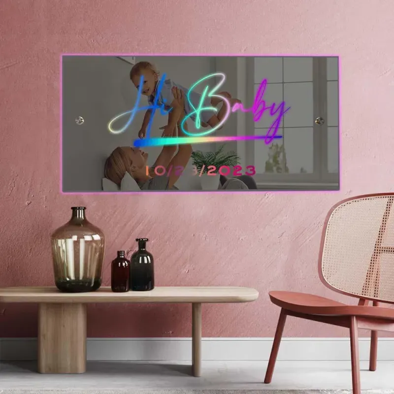 Nome Personalizzato Insegna A Specchio Modelli Opzionali Insegna Al Neon Con Luci A Led Testo Personalizzato Decorazione Da Parete Con Bagliore Multicolore Regalo Per La Famiglia - soufeelit