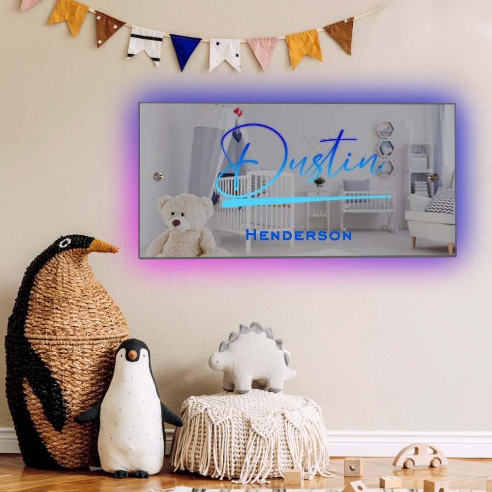 Nome Personalizzato Specchio Segno Testo Personalizzato Led Multi Colore Illuminato Appeso A Parete Insegne Al Neon Decorazioni Per La Casa Regalo Per I Bambini - soufeelit