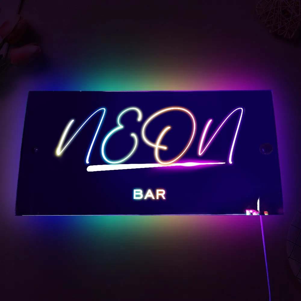 Nome Personalizzato Specchio Segno Testo Personalizzato Led Multi Colore Illuminato Appeso A Parete Insegne Al Neon Bar Luci Decorative Decorazione Da Parete - soufeelit