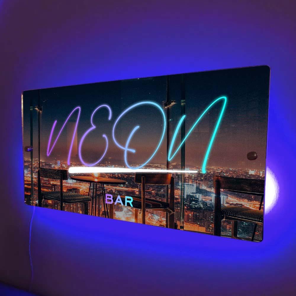 Nome Personalizzato Specchio Segno Testo Personalizzato Led Multi Colore Illuminato Appeso A Parete Insegne Al Neon Bar Luci Decorative Decorazione Da Parete - soufeelit
