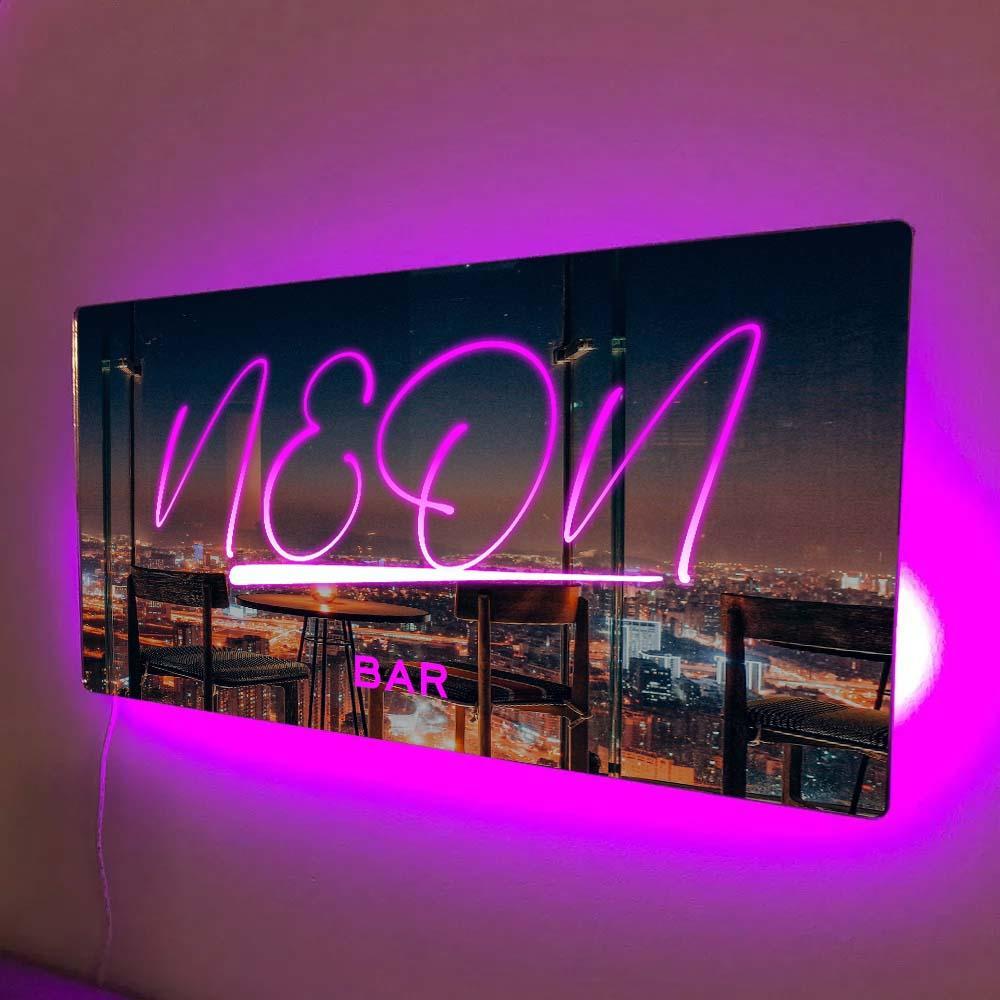 Nome Personalizzato Specchio Segno Testo Personalizzato Led Multi Colore Illuminato Appeso A Parete Insegne Al Neon Bar Luci Decorative Decorazione Da Parete - soufeelit