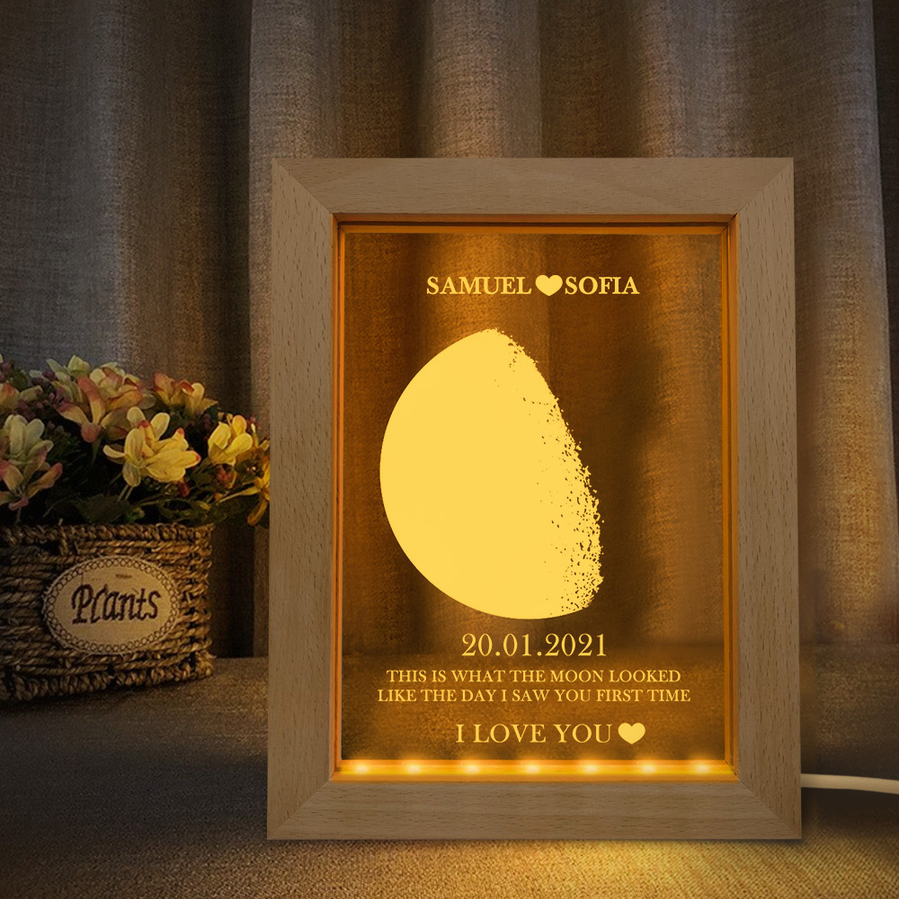 Lampada Con Cornice Personalizzata Per Fasi Lunari E Nomi Con Testo Personalizzato