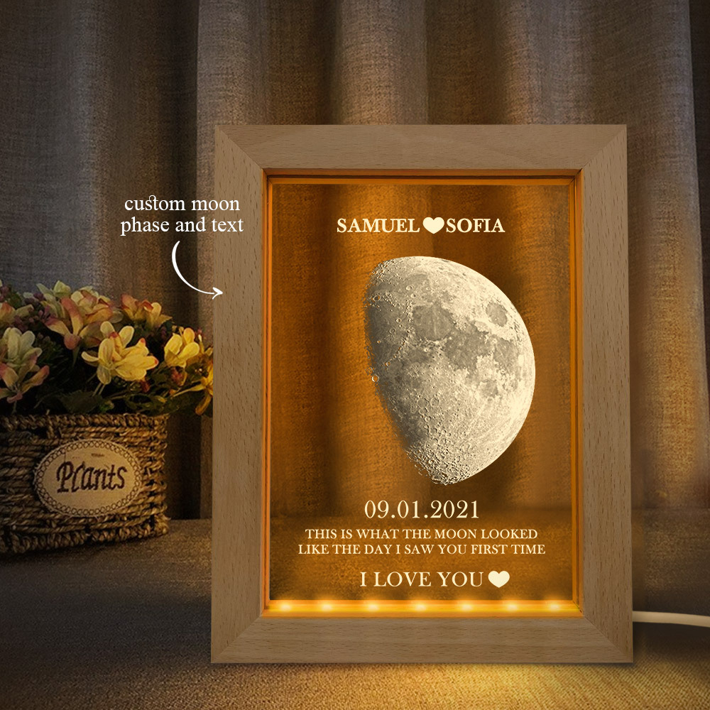Lampada Con Cornice Personalizzata Per Fasi Lunari E Nomi Con Testo Personalizzato