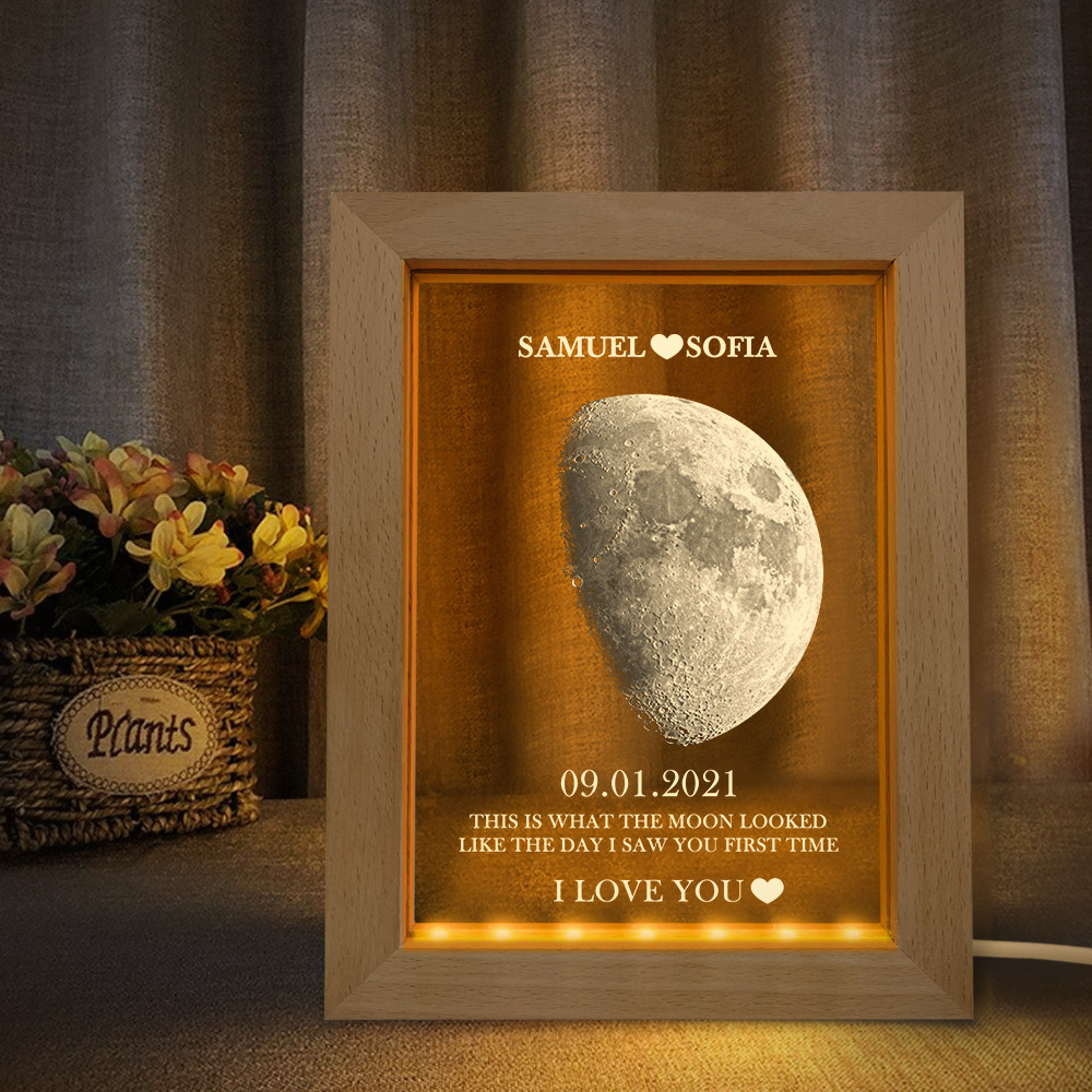 Lampada Con Cornice Personalizzata Per Fasi Lunari E Nomi Con Testo Personalizzato