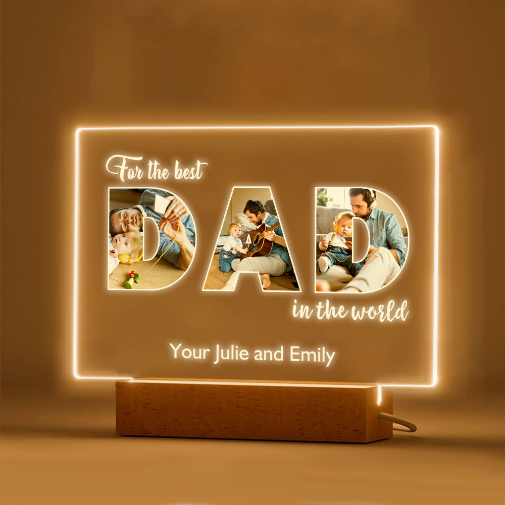 Lampada Notturna Personalizzata Per La Festa Del Papà, Lampada In Acrilico Con Foto Personalizzata, Regali Per Papà - soufeelit