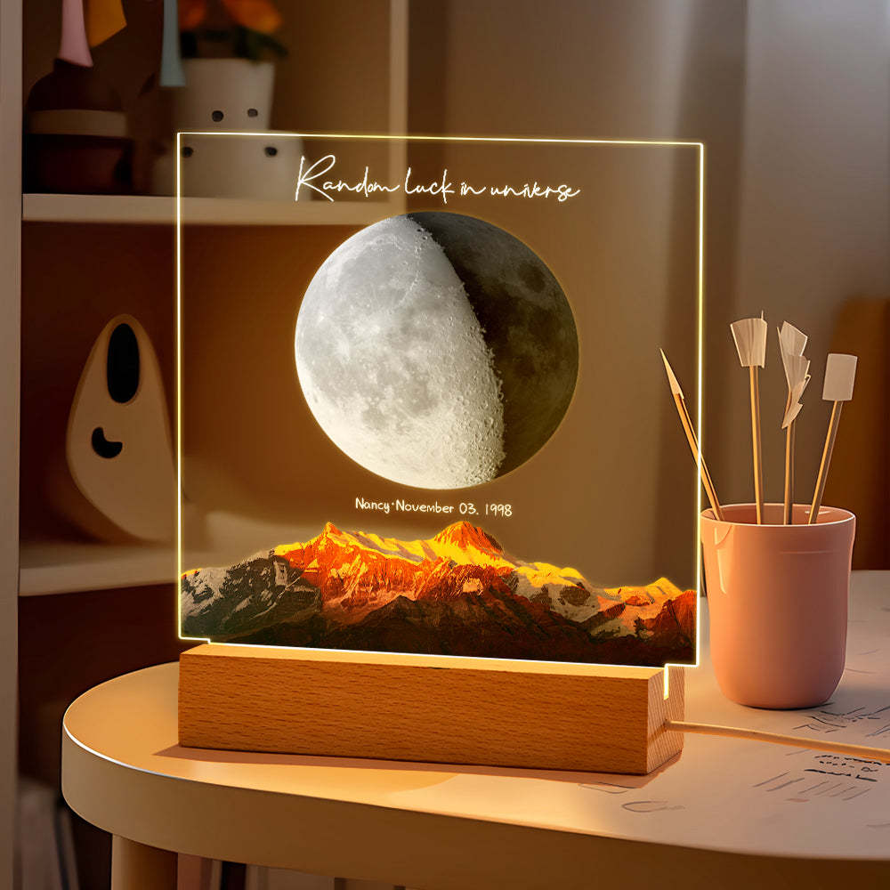 Luce Notturna Personalizzata Con Luna Di Nascita Luce Led Personalizzata Con Fasi Lunari Per Regali Di Anniversario Di Compleanno - soufeelit