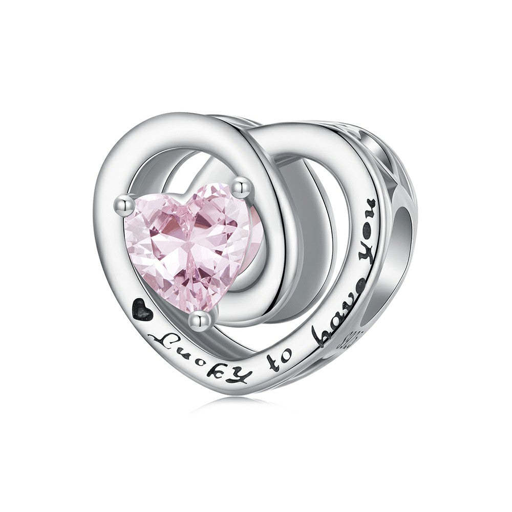 fortunato ad avere il tuo ciondolo a cuore rosa in argento sterling 925 xs1955