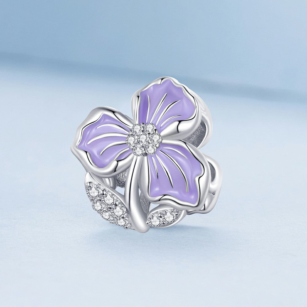purple flower charm 925 sterling silver xs1973