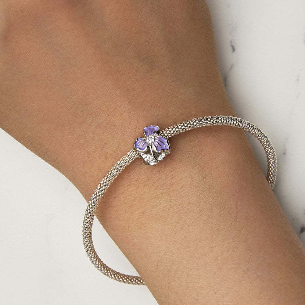 ciondolo fiore viola argento sterling 925 xs1973