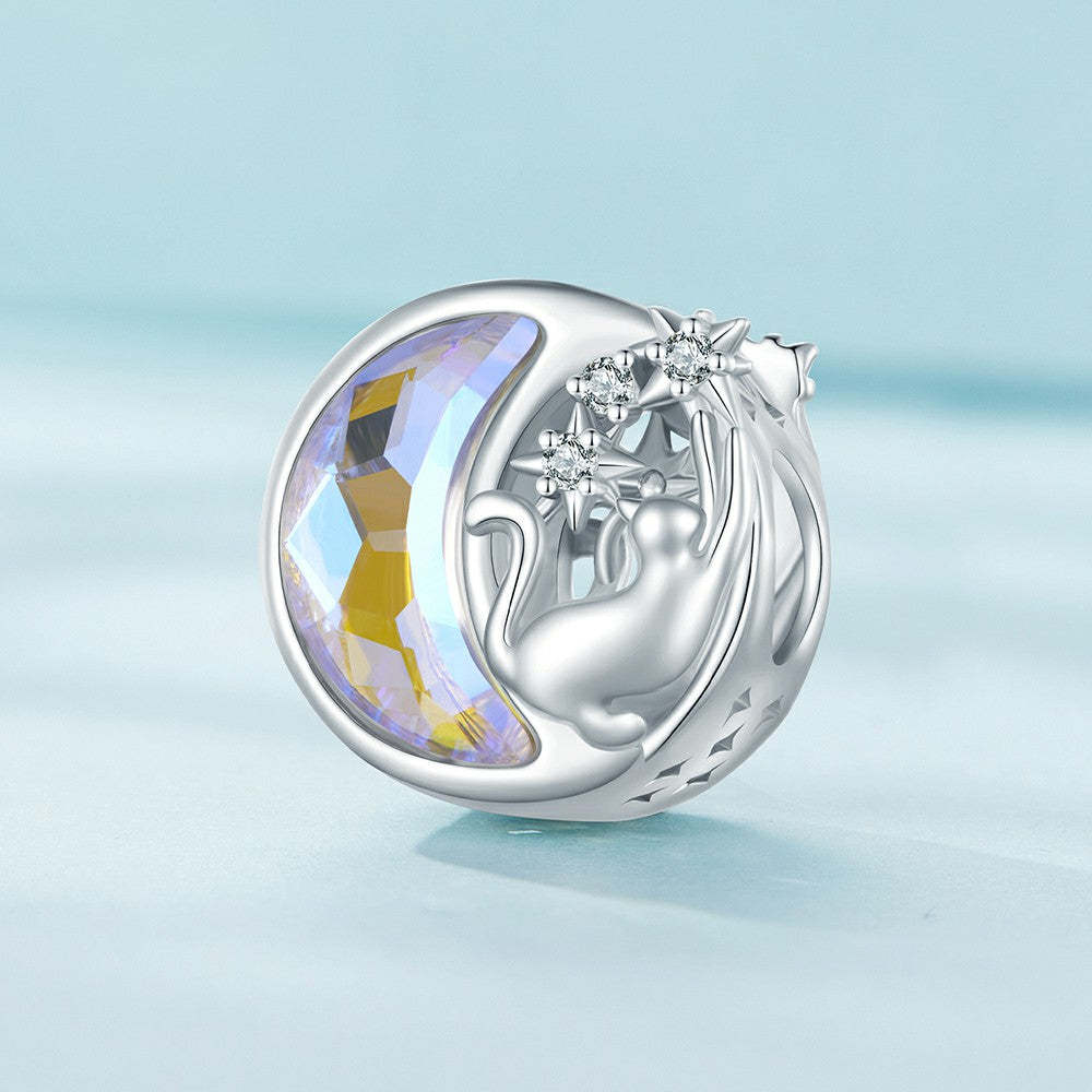 Ciondolo gatto al chiaro di luna in argento sterling 925 xs1984