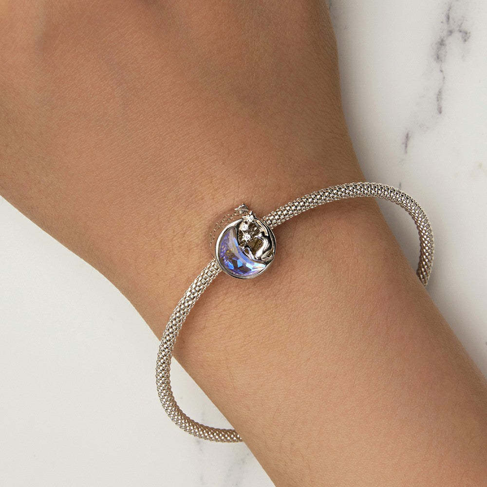 Ciondolo gatto al chiaro di luna in argento sterling 925 xs1984