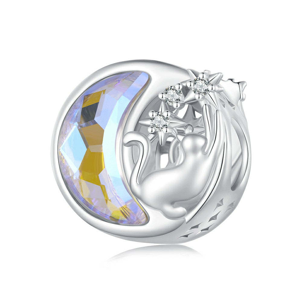 Ciondolo gatto al chiaro di luna in argento sterling 925 xs1984