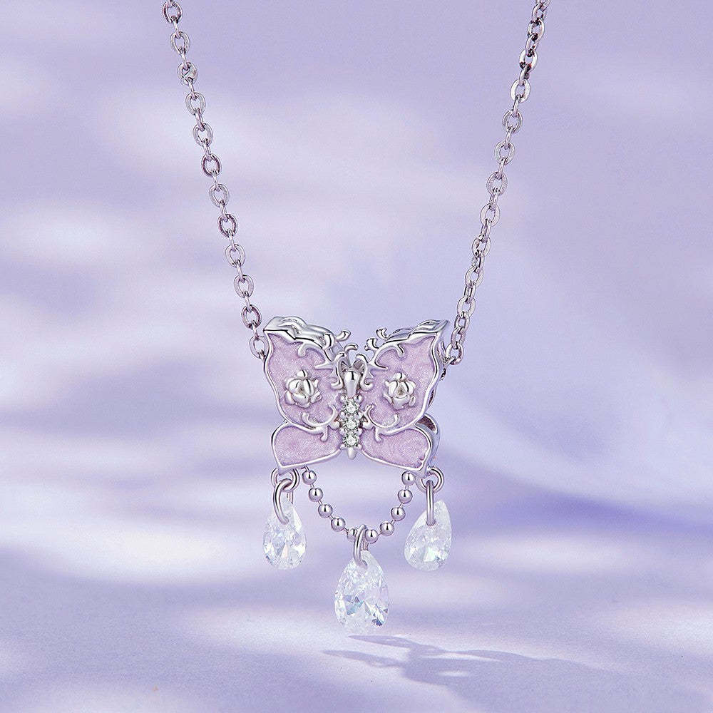 ciondolo a forma di farfalla con diamanti in argento sterling 925 xs1986